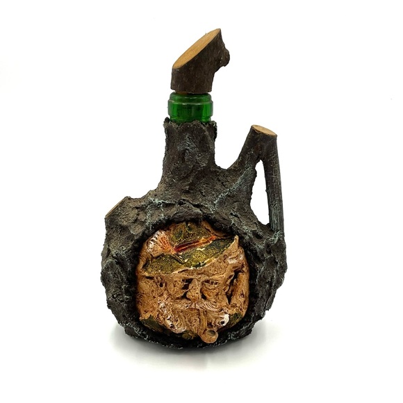RARE VINTAGE RINDENSCHMID BEARDED MAN SIMULATED TREE BARK DECANTER (EMPTY) - Picture 1 of 9
